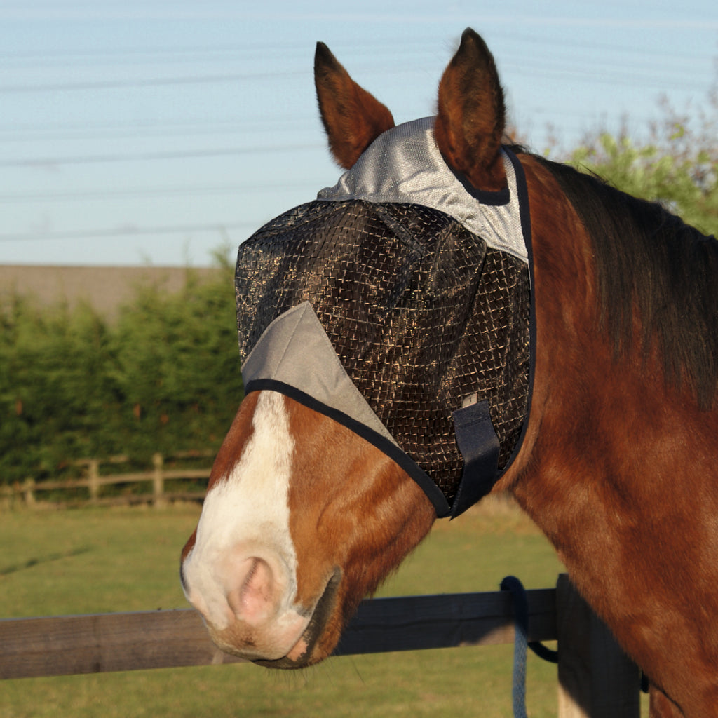 grey silver fly mask with ears